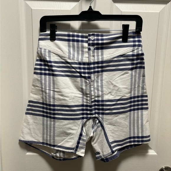 Thom BrowneBlue White Stripe Plaid Trouser Shorts Sz 2